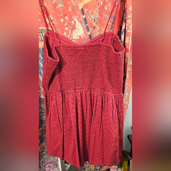 Aerie Red eyelet sweetheart neckline mini dress - Picture 5 of 6